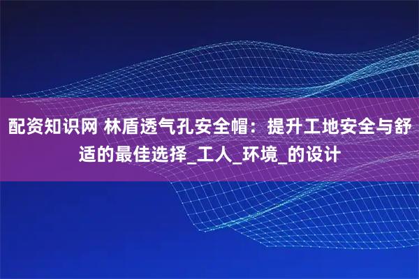 配资知识网 林盾透气孔安全帽：提升工地安全与舒适的最佳选择_工人_环境_的设计